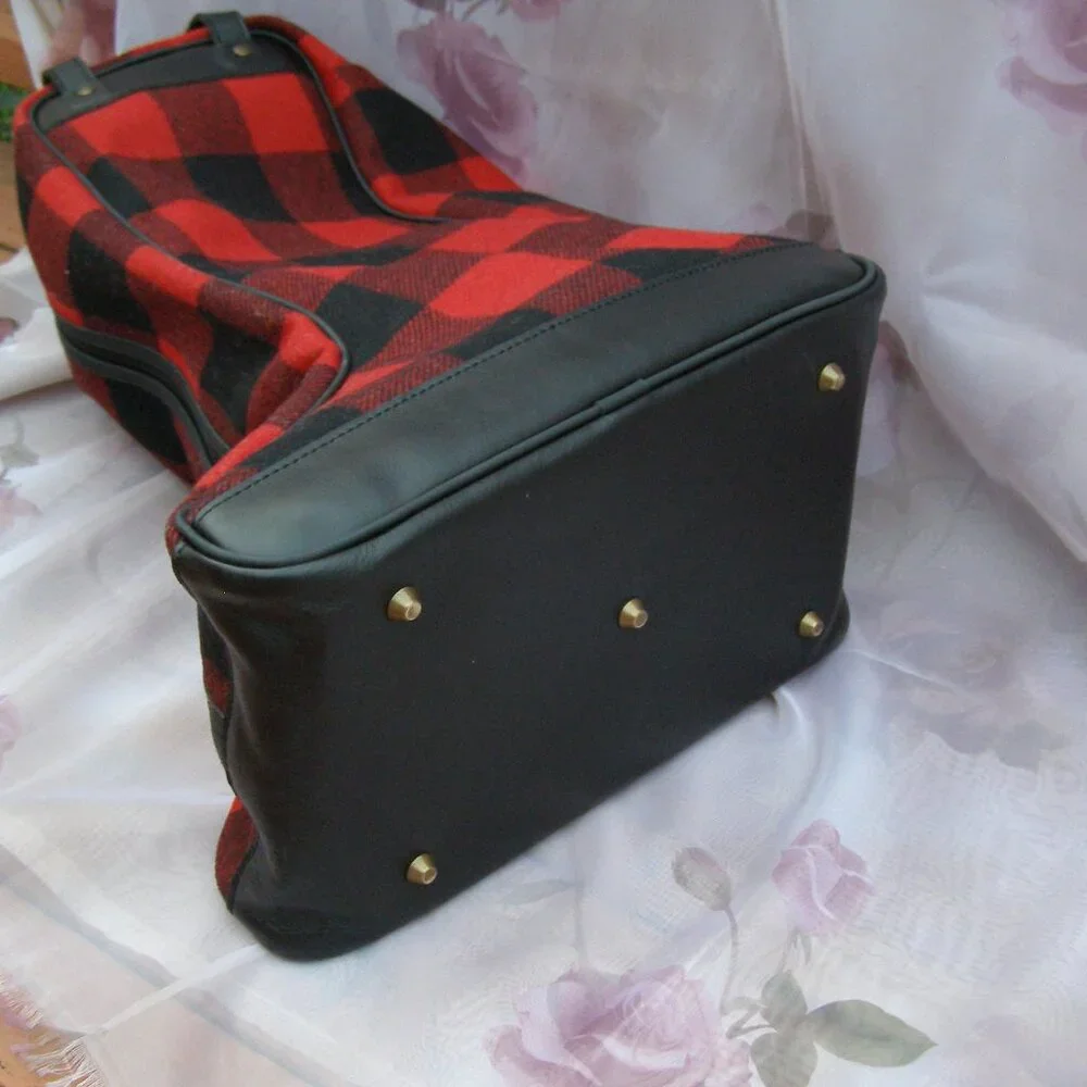 NEW Bonfanti Buffalo Plaid Wool Leather Boot Storage/Transport Bag